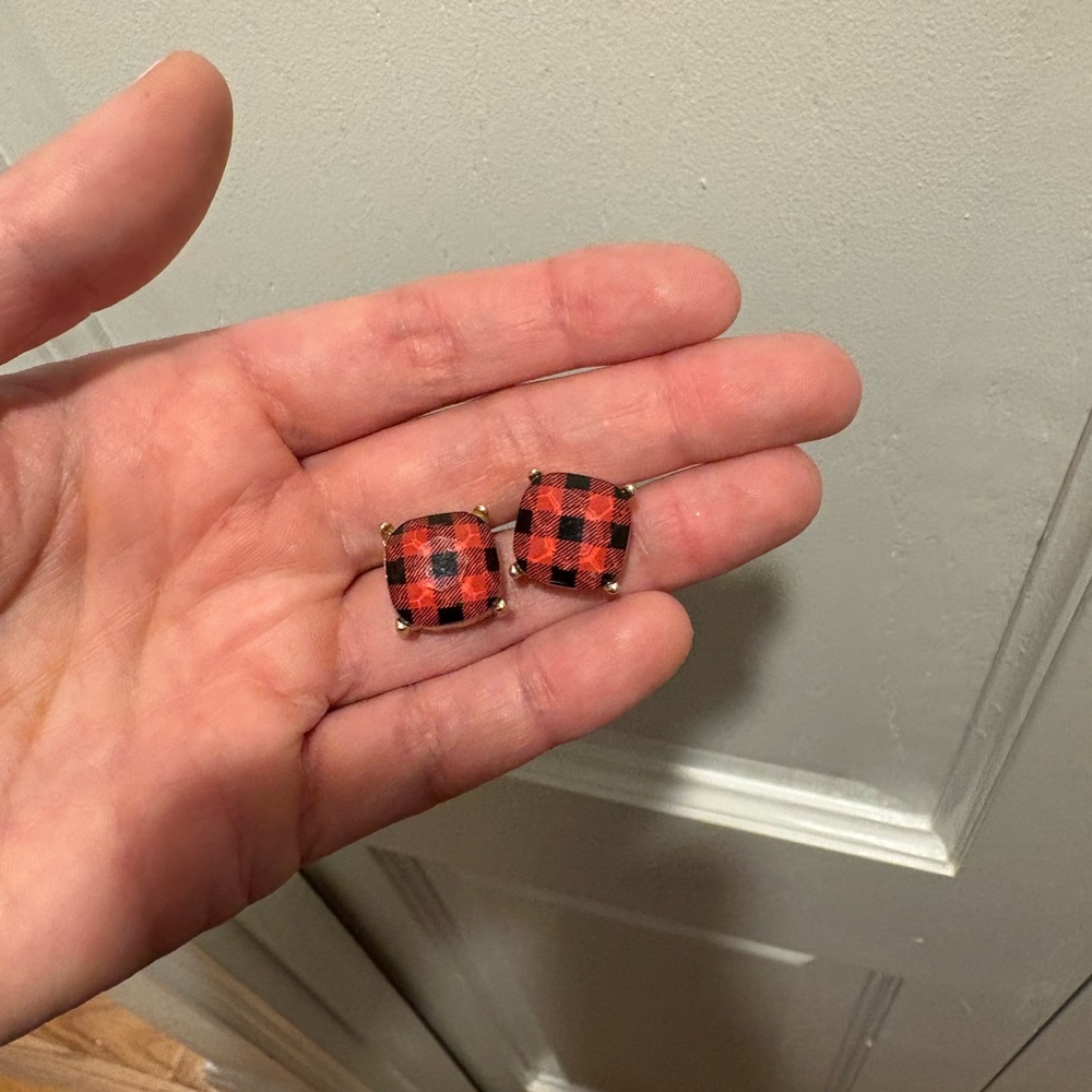 Red and Black Plaid Earrings